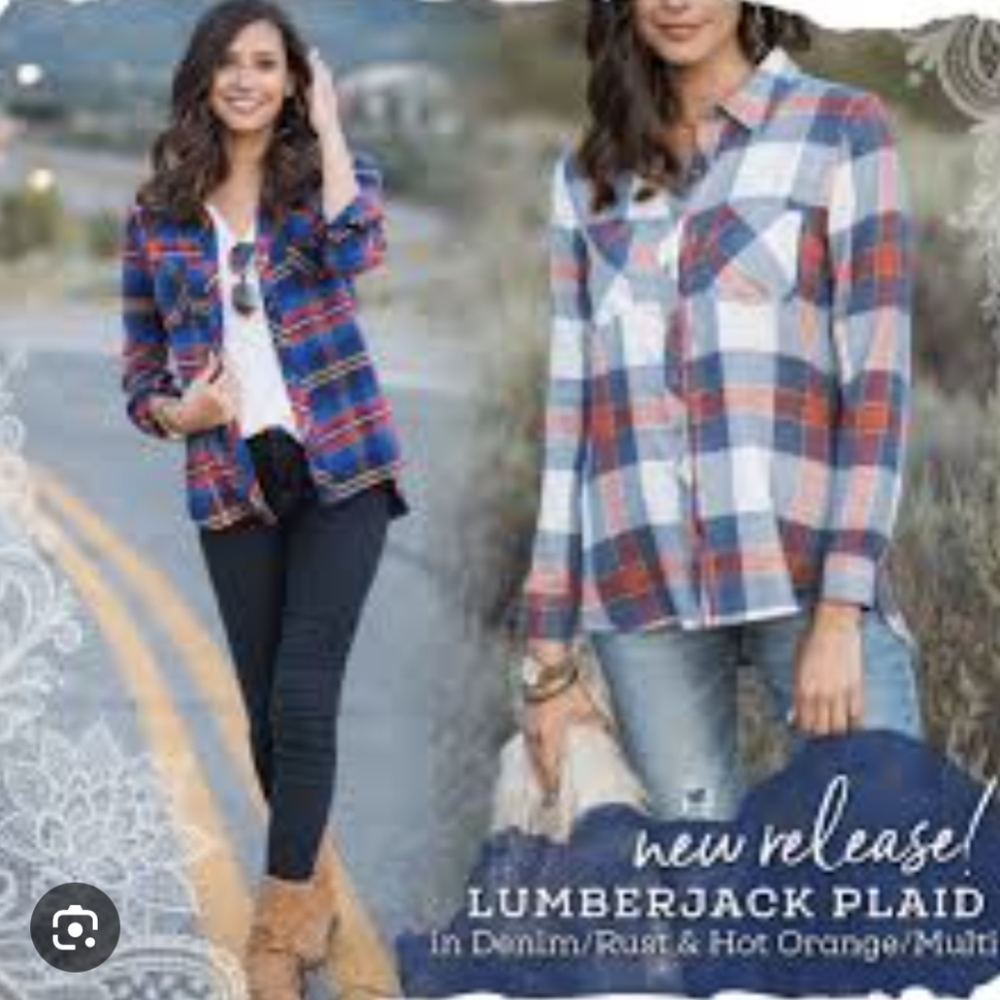 Grace and Lace Lumberjack Plaid Flannel Top